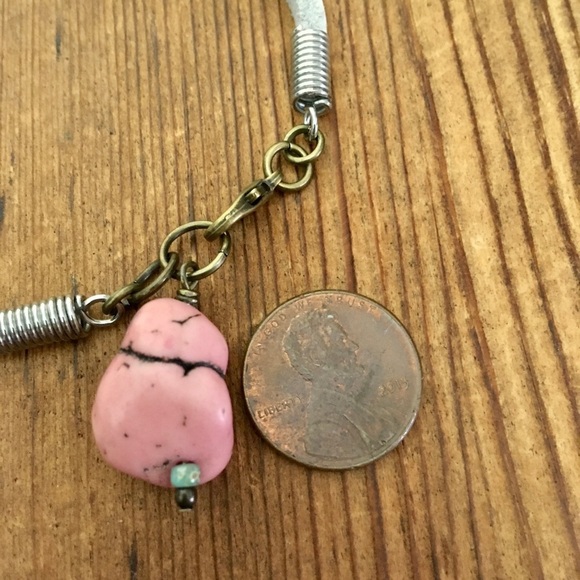 White Ladies Leather Bracelet,  Handmade Ladies Bracelet,  Pink Turquoise - Picture 5 of 5